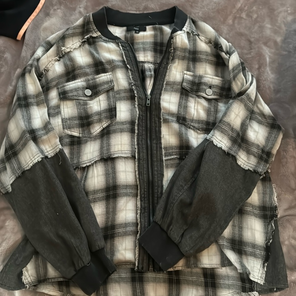 Frayed Plaid Jacket